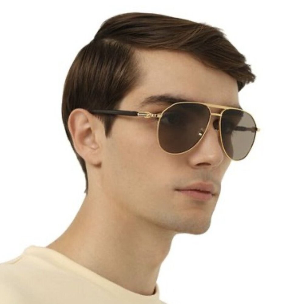 NEW GUCCI GG1220S 002 MEN GOLD/GRAY SUNGLASSES GUCCI